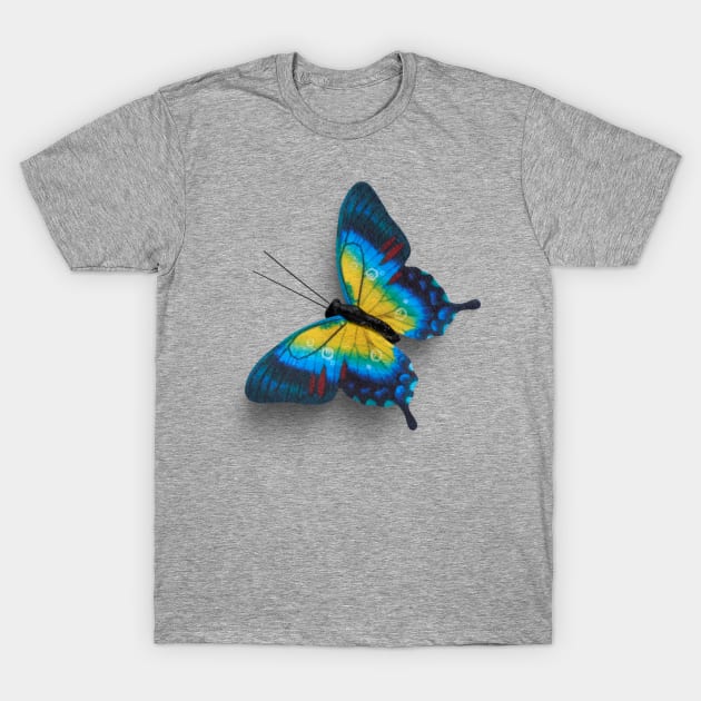 Real Butterfly Blue Yellow T-Shirt by Ken Adams Store